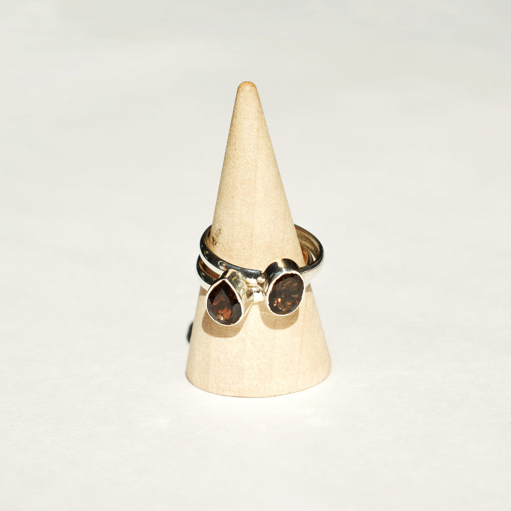 Large Bezel Set Faceted Smoky Quartz Ring