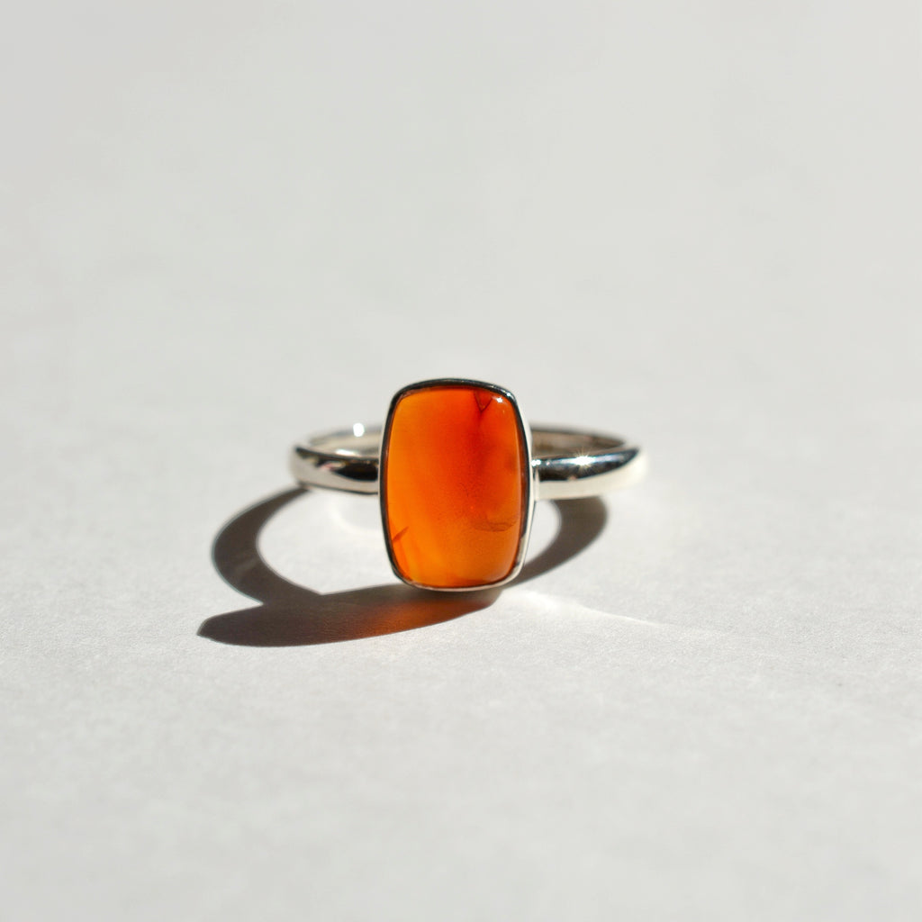 Large Bezel Set Polished Carnelian Ring