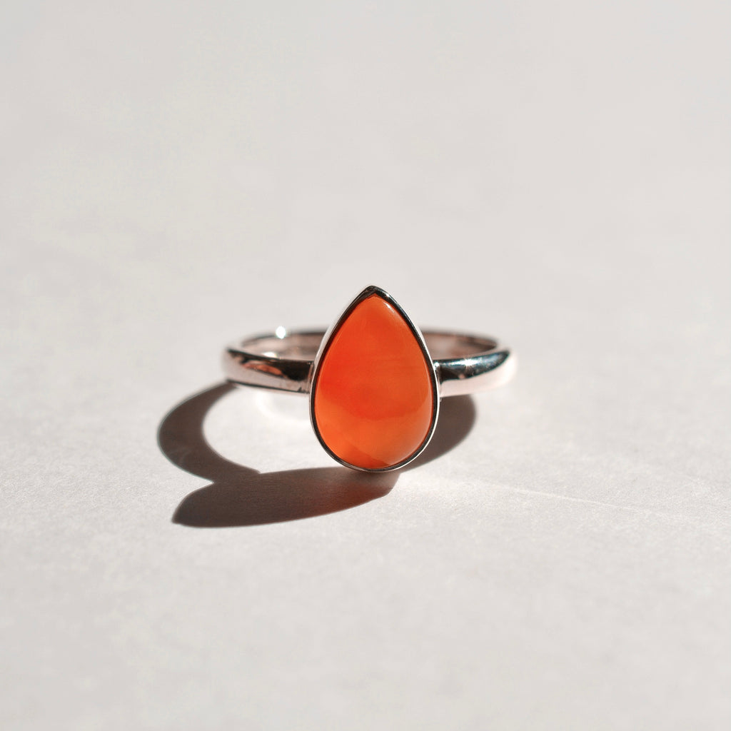 Large Bezel Set Polished Carnelian Ring