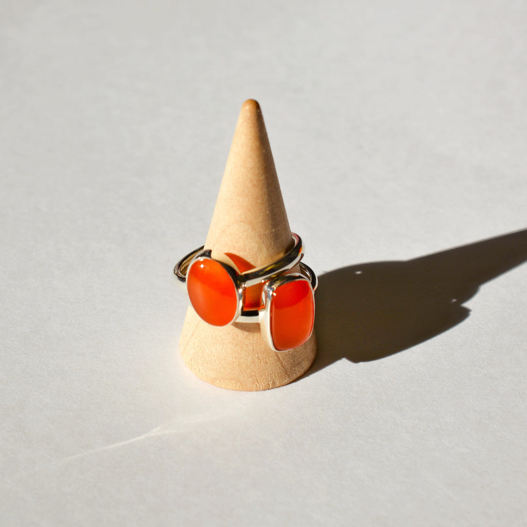 Large Bezel Set Polished Carnelian Ring