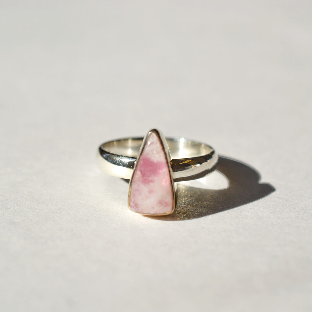 Large Bezel Set Polished Pink Moonstone Ring