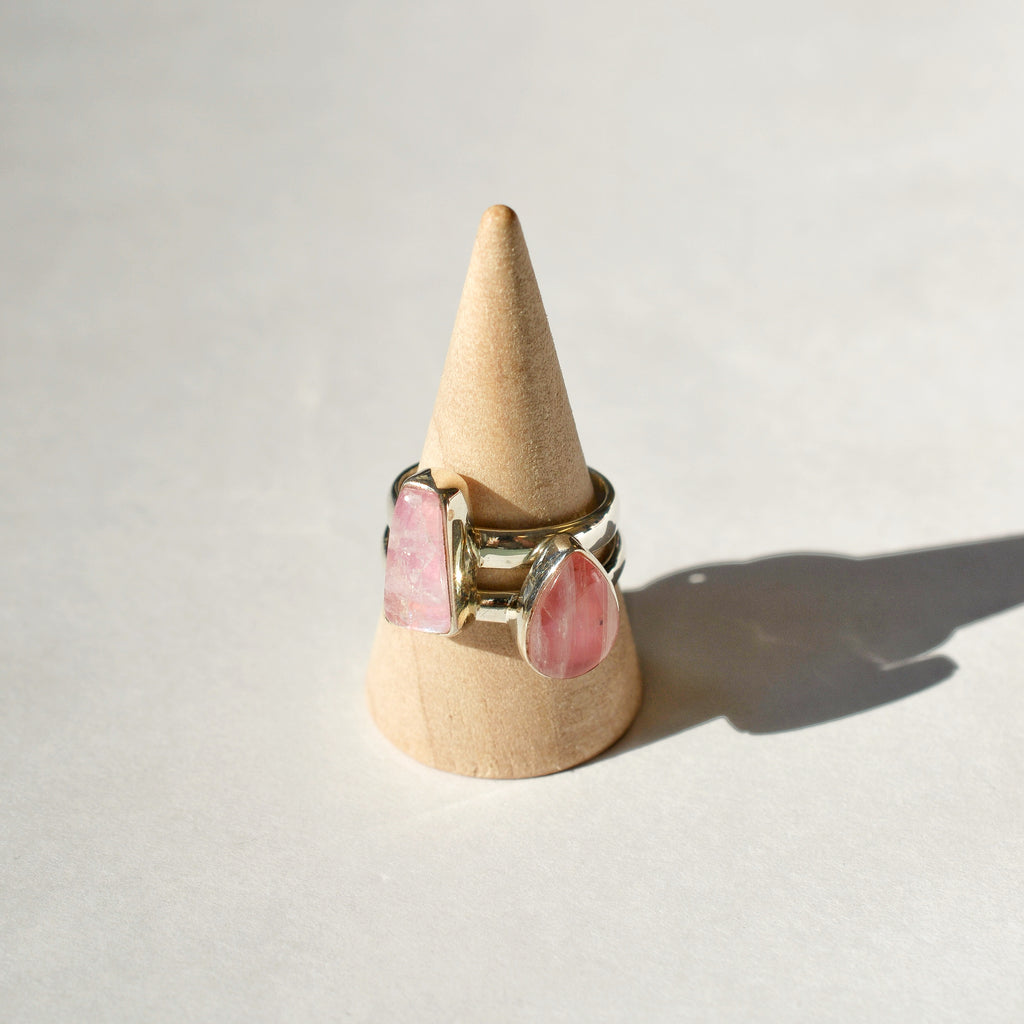 Large Bezel Set Polished Pink Moonstone Ring