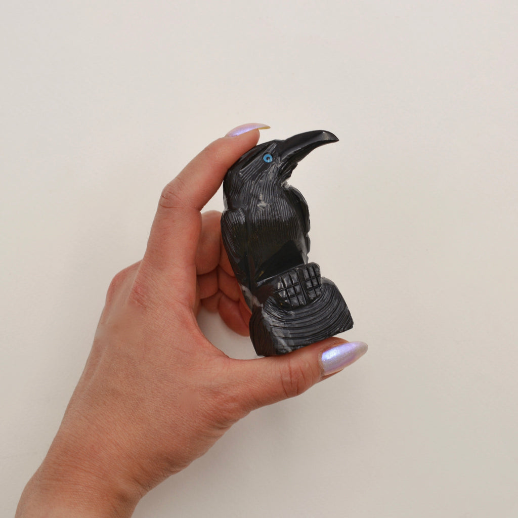 Large Black Onyx Crow