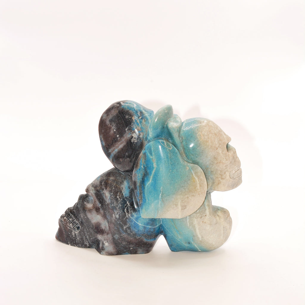 Large Blue Lemurian Quartz Skull Carving