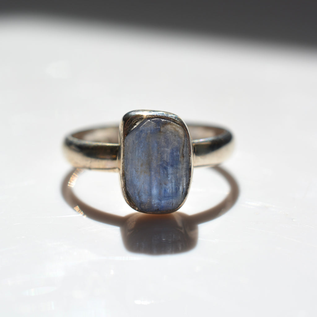 Large Bezel Set Rough Cut Kyanite Ring