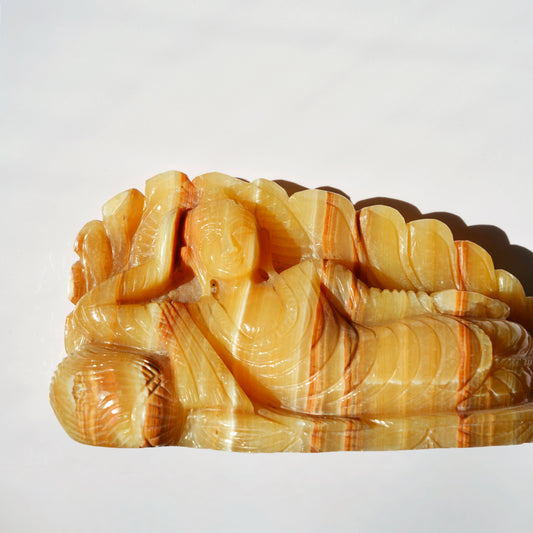 Orange Calcite Reclining Buddha - Large
