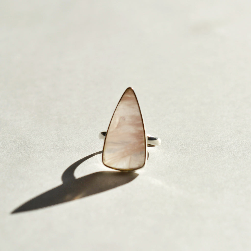 Statement Bezel Set Polished Rose Quartz Ring