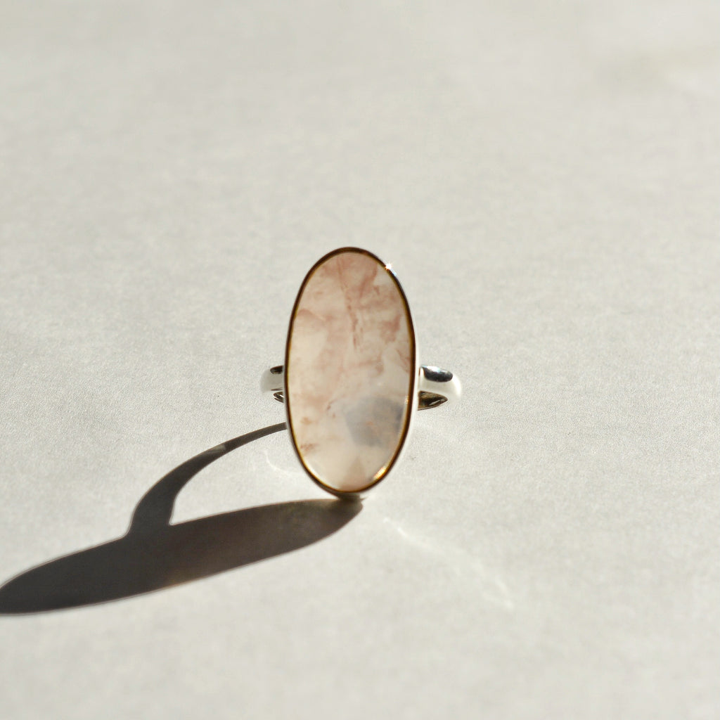 Statement Bezel Set Polished Rose Quartz Ring