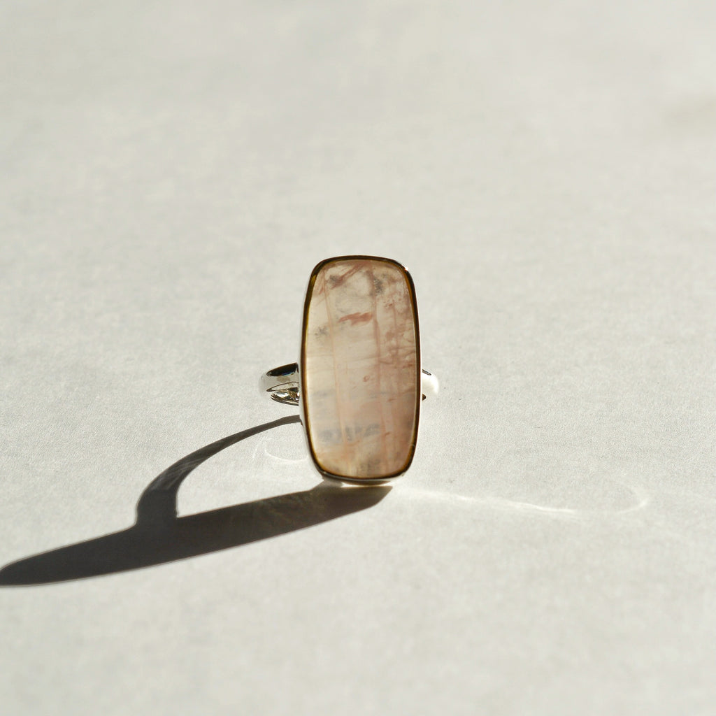 Statement Bezel Set Polished Rose Quartz Ring