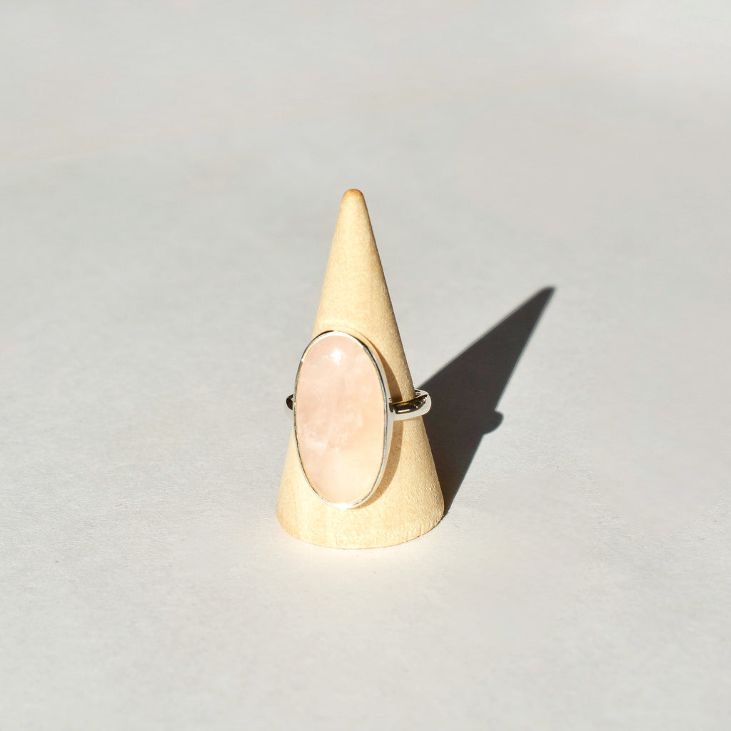 Statement Bezel Set Polished Rose Quartz Ring