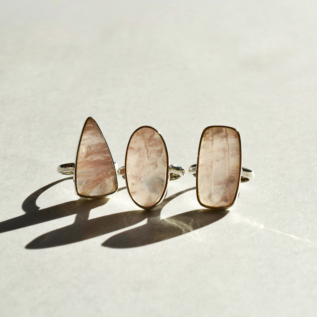 Statement Bezel Set Polished Rose Quartz Ring