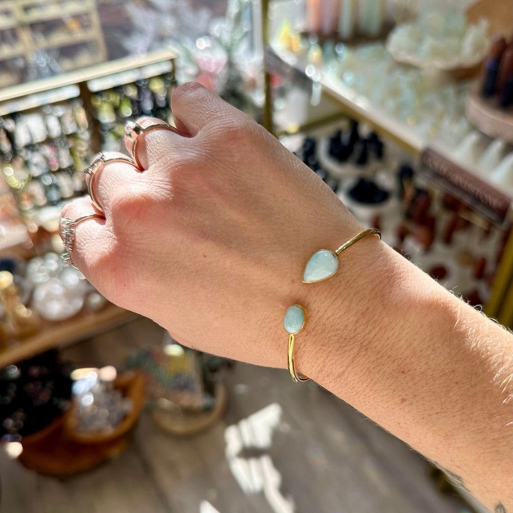 Larimar Open Bangle Bracelet - Gold