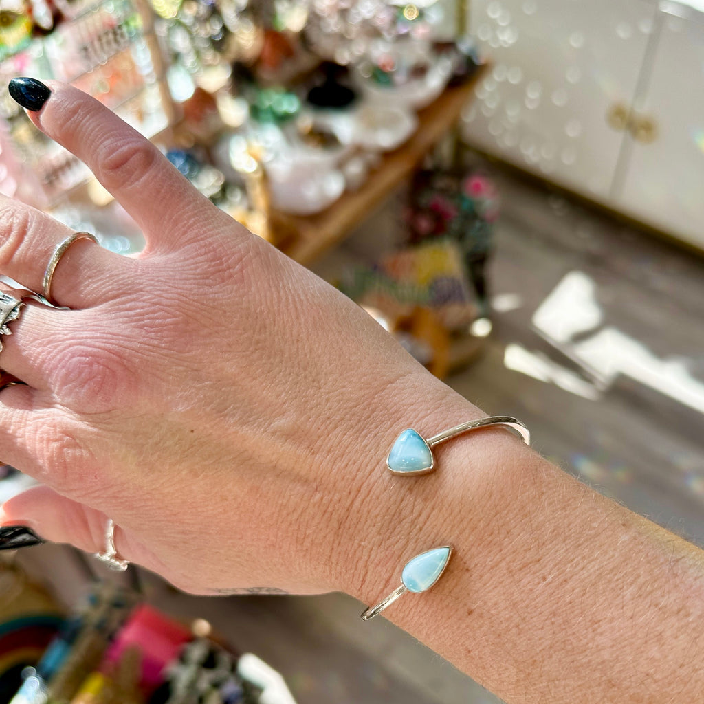 Larimar Open Bangle Bracelet - Silver