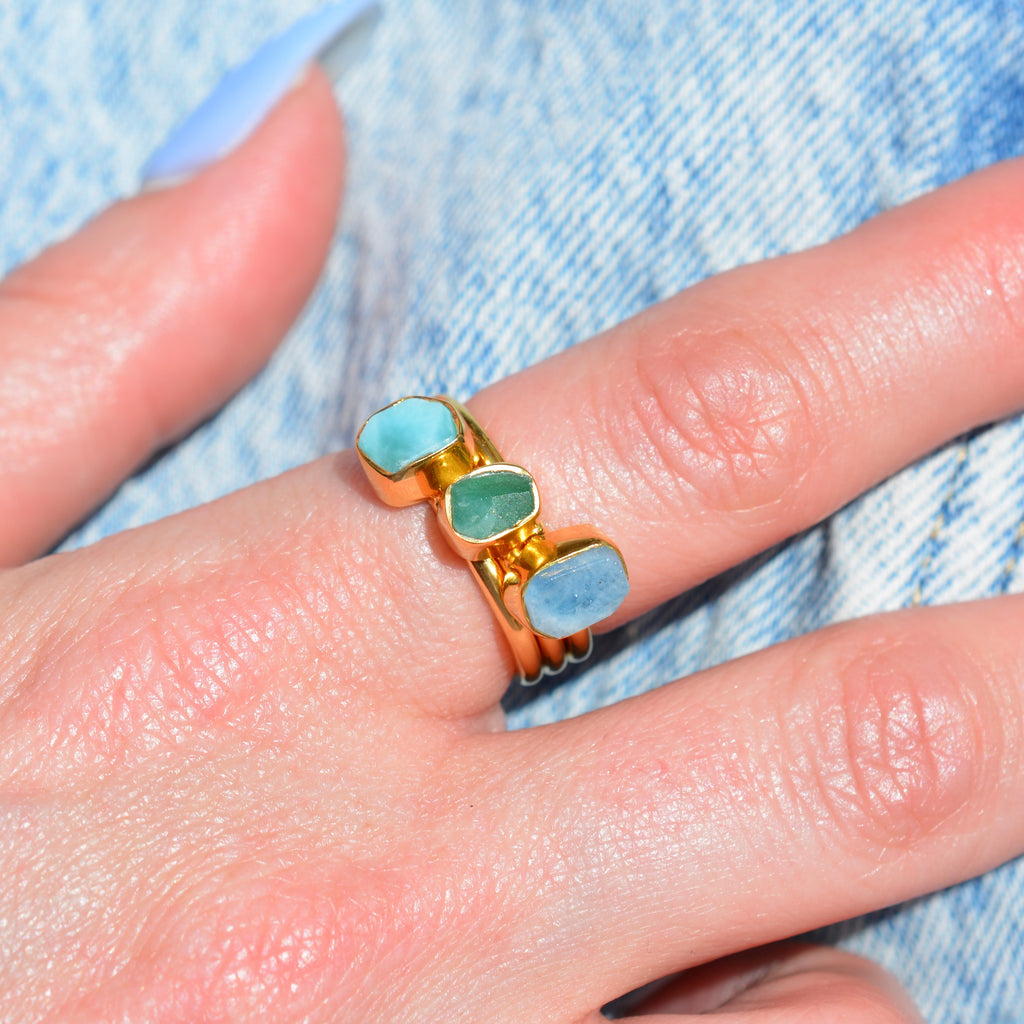 Gold Vermeil Bezel Set Larimar Ring