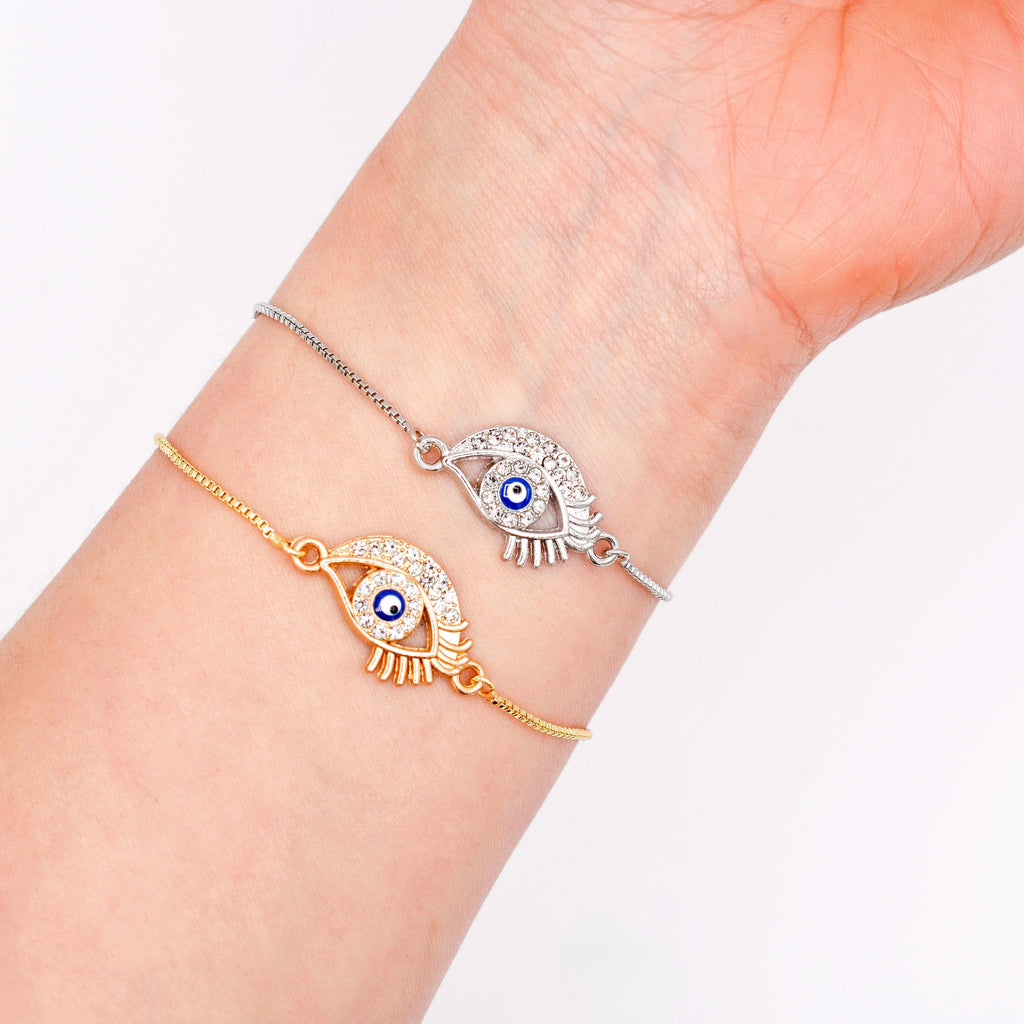 Lashes Evil Eye Slider Bracelet