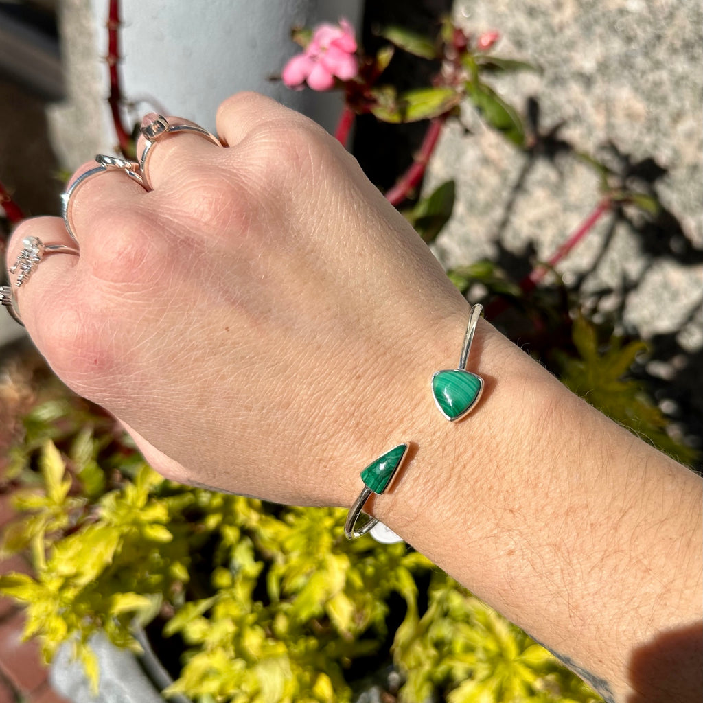 Malachite Open Bangle Bracelet