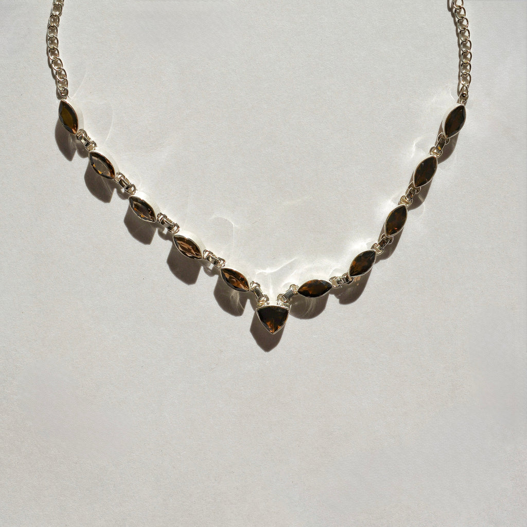 Luminous Stations Necklace - Smoky Quartz (Marquise)