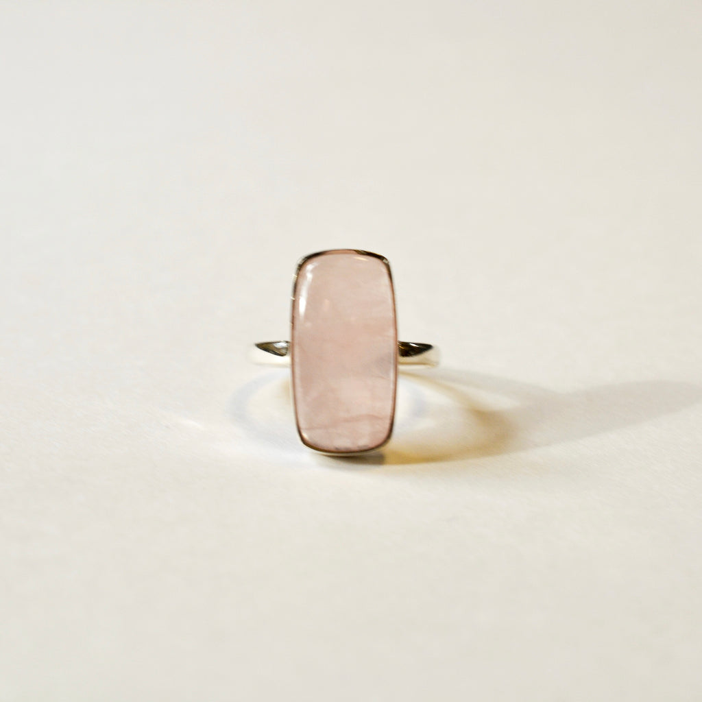 Statement Bezel Set Polished Rose Quartz Ring