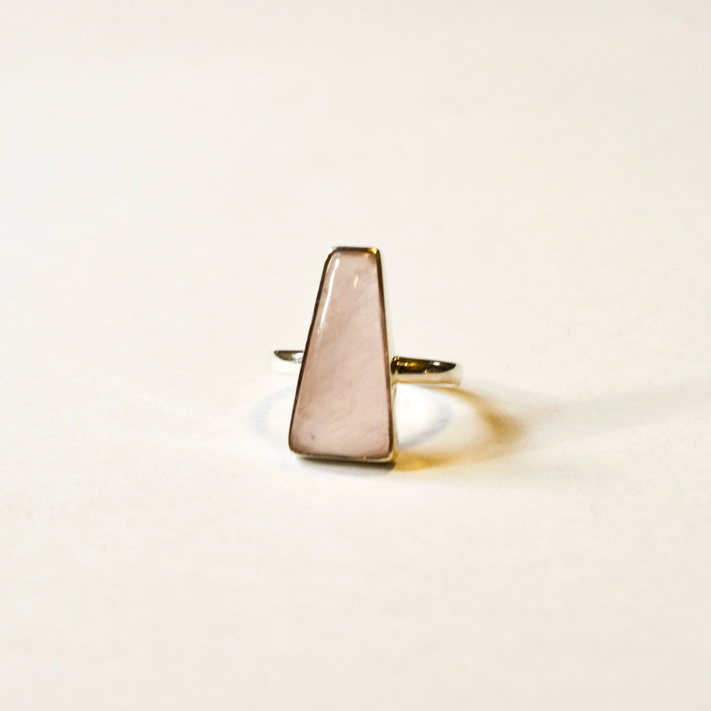 Statement Bezel Set Polished Rose Quartz Ring