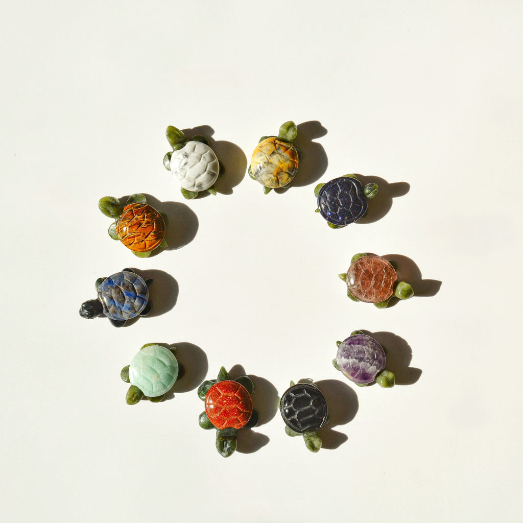 Mini Jade Turtles with Crystal Shells