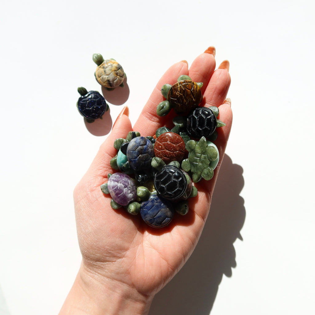 Mini Jade Turtles with Crystal Shells