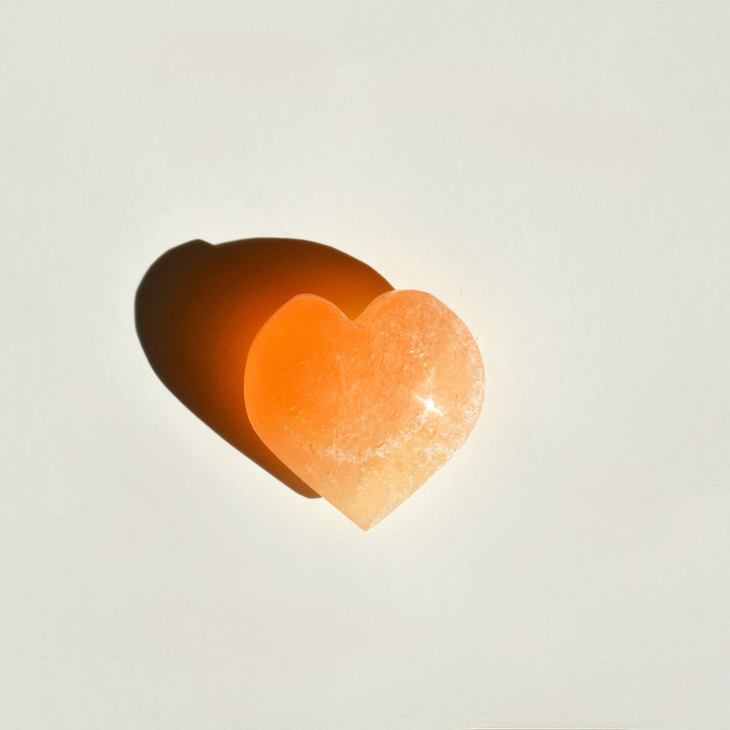Mini Peach Selenite Heart