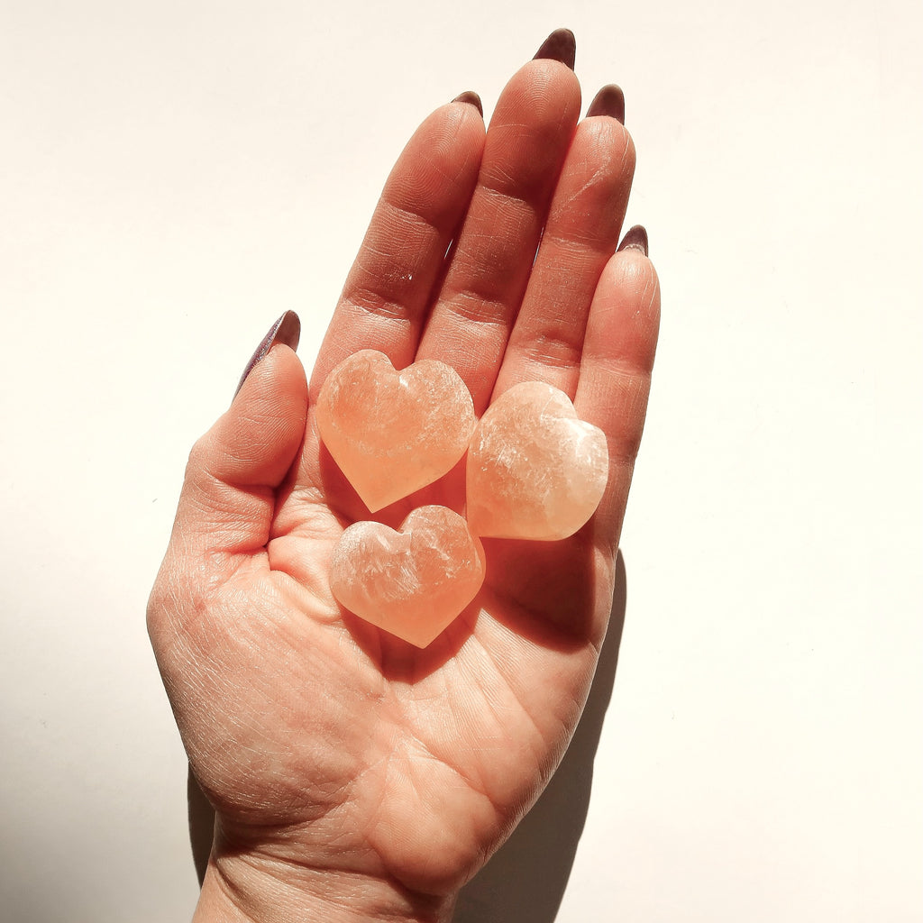 Mini Peach Selenite Heart