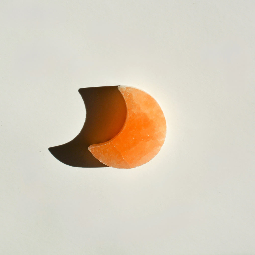 Mini Peach Selenite Moon