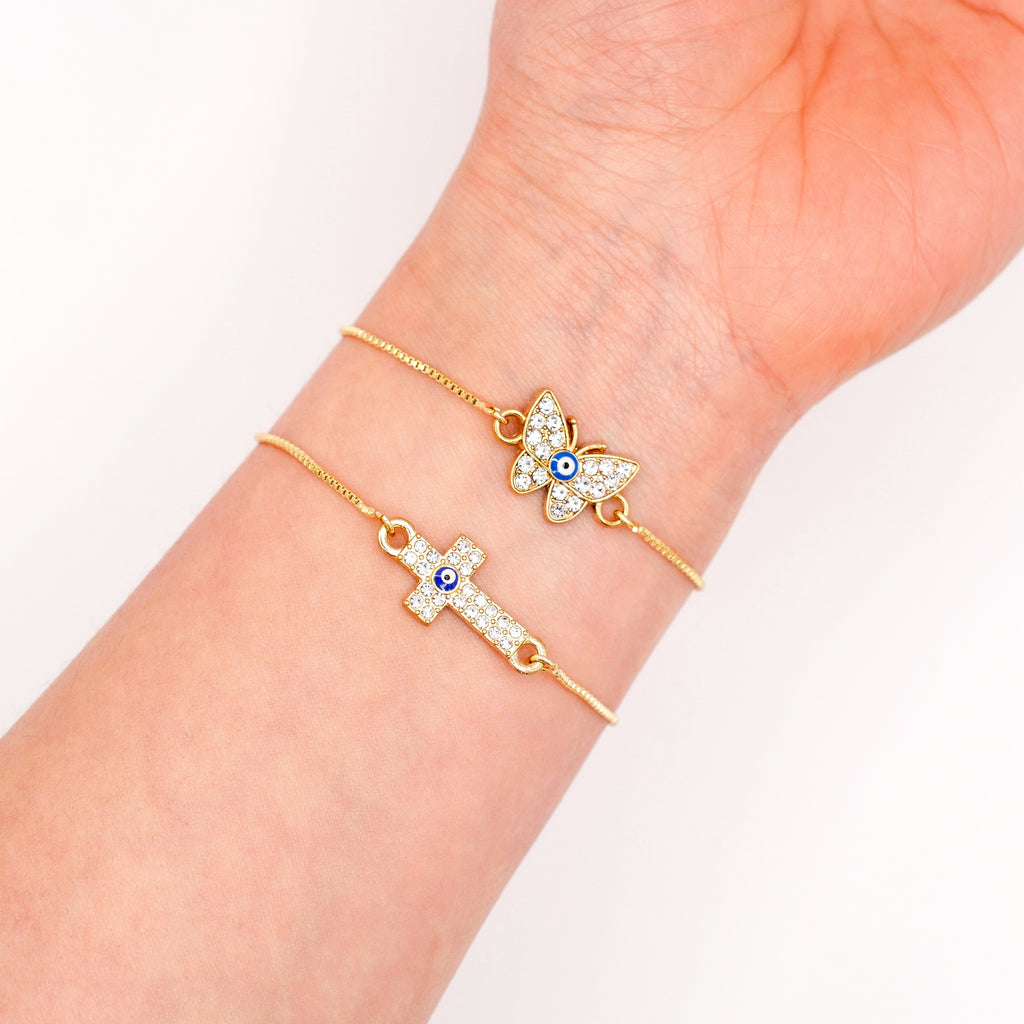 Modern Evil Eye Slider Bracelet
