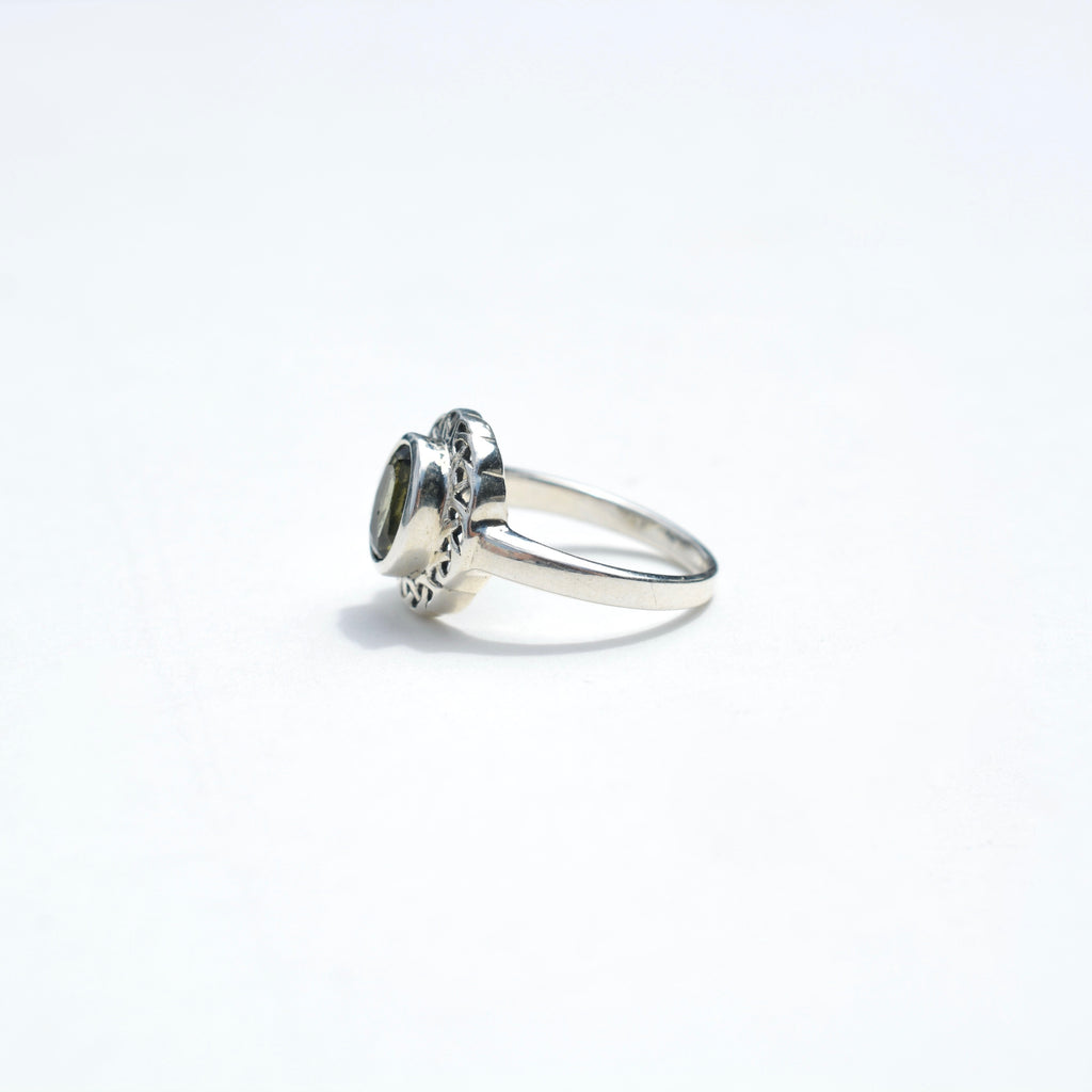 Moldavite Halo Ring