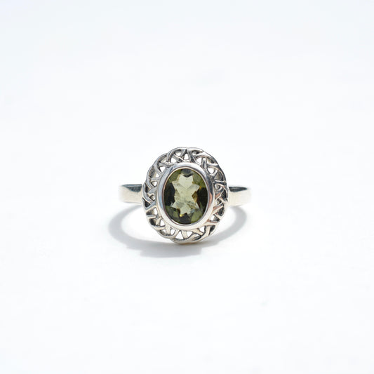 Moldavite Halo Ring
