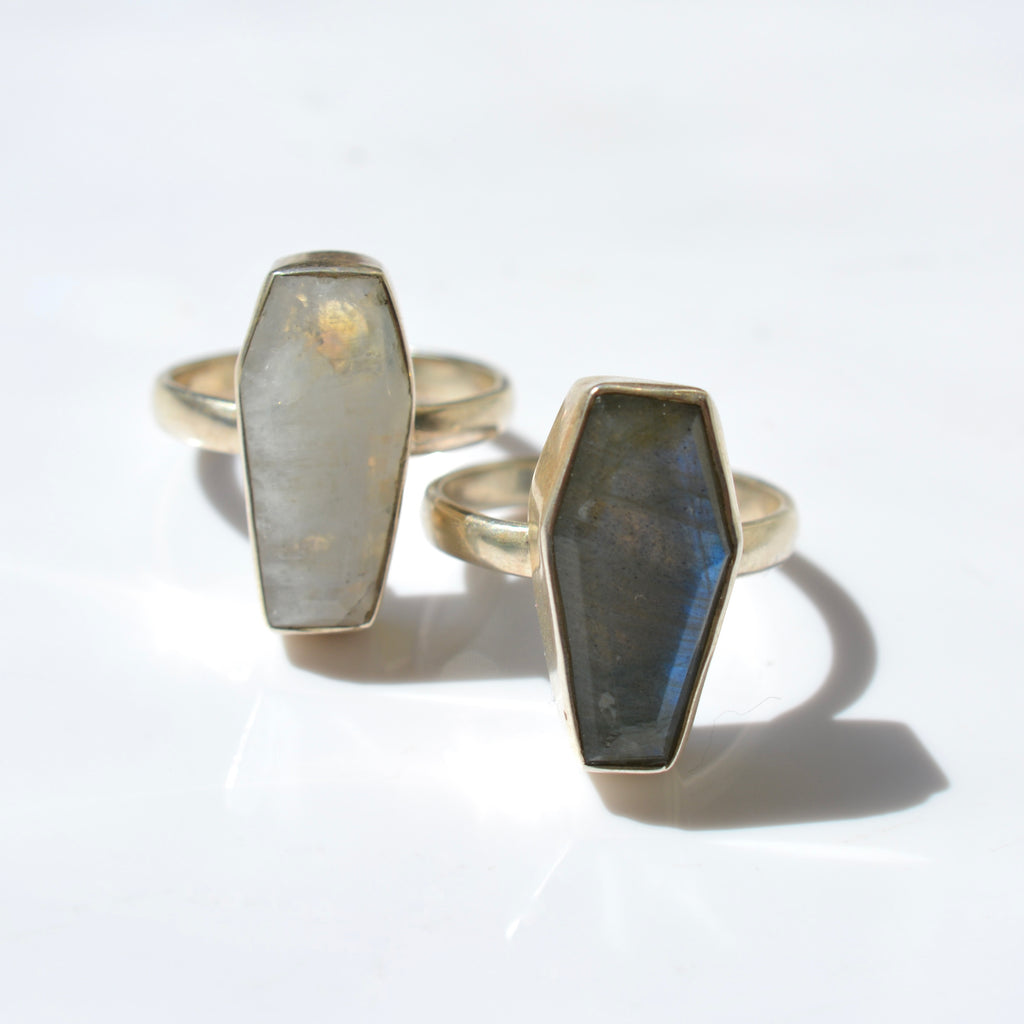 Bezel Set Coffin Statement Ring - Moonstone