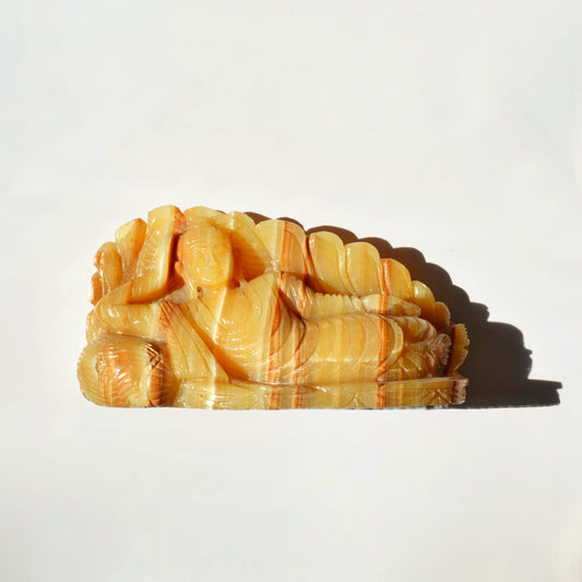 Orange Calcite Reclining Buddha - Large