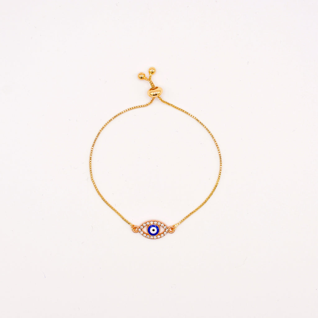 Pave Evil Eye Slider Bracelet