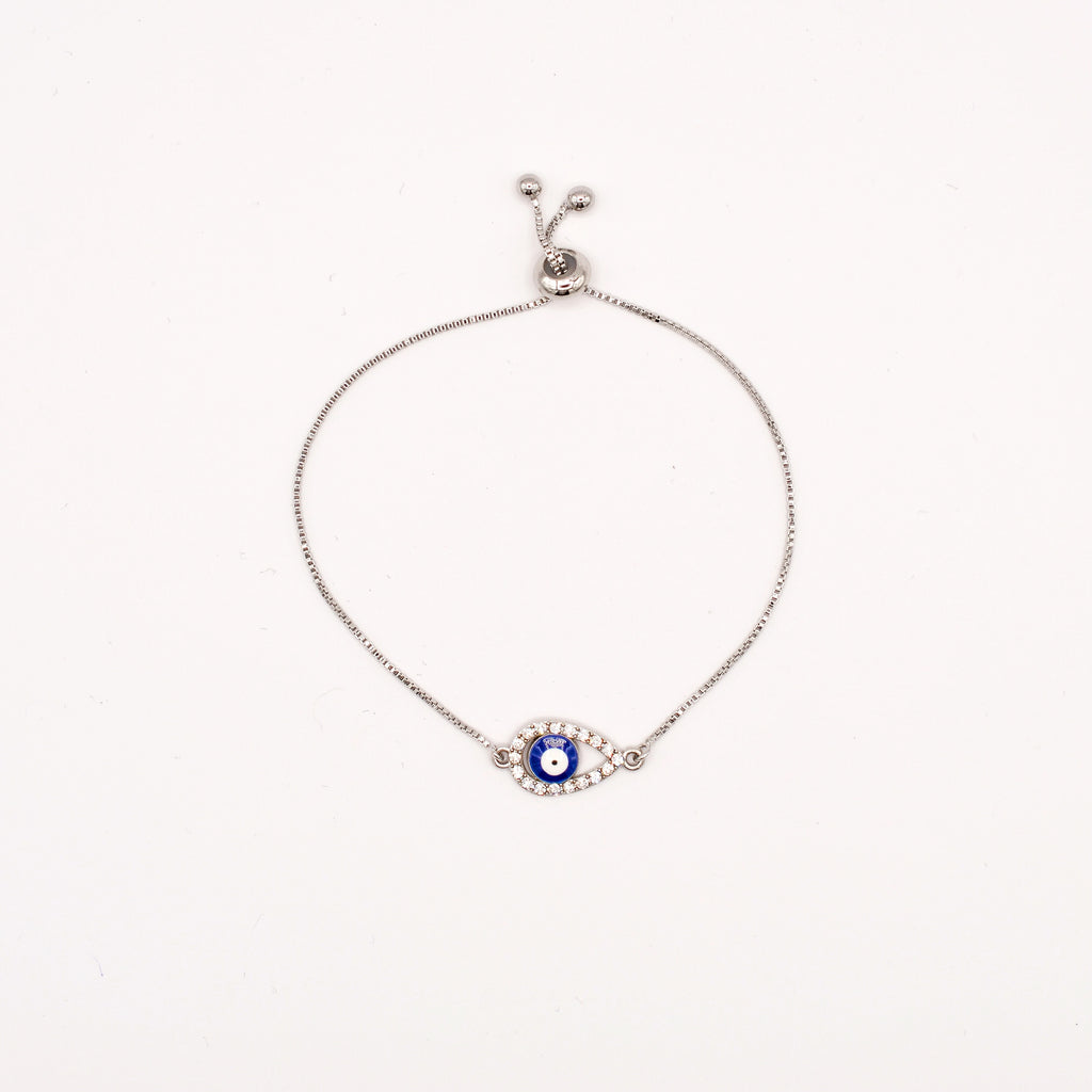 Pave Evil Eye Slider Bracelet