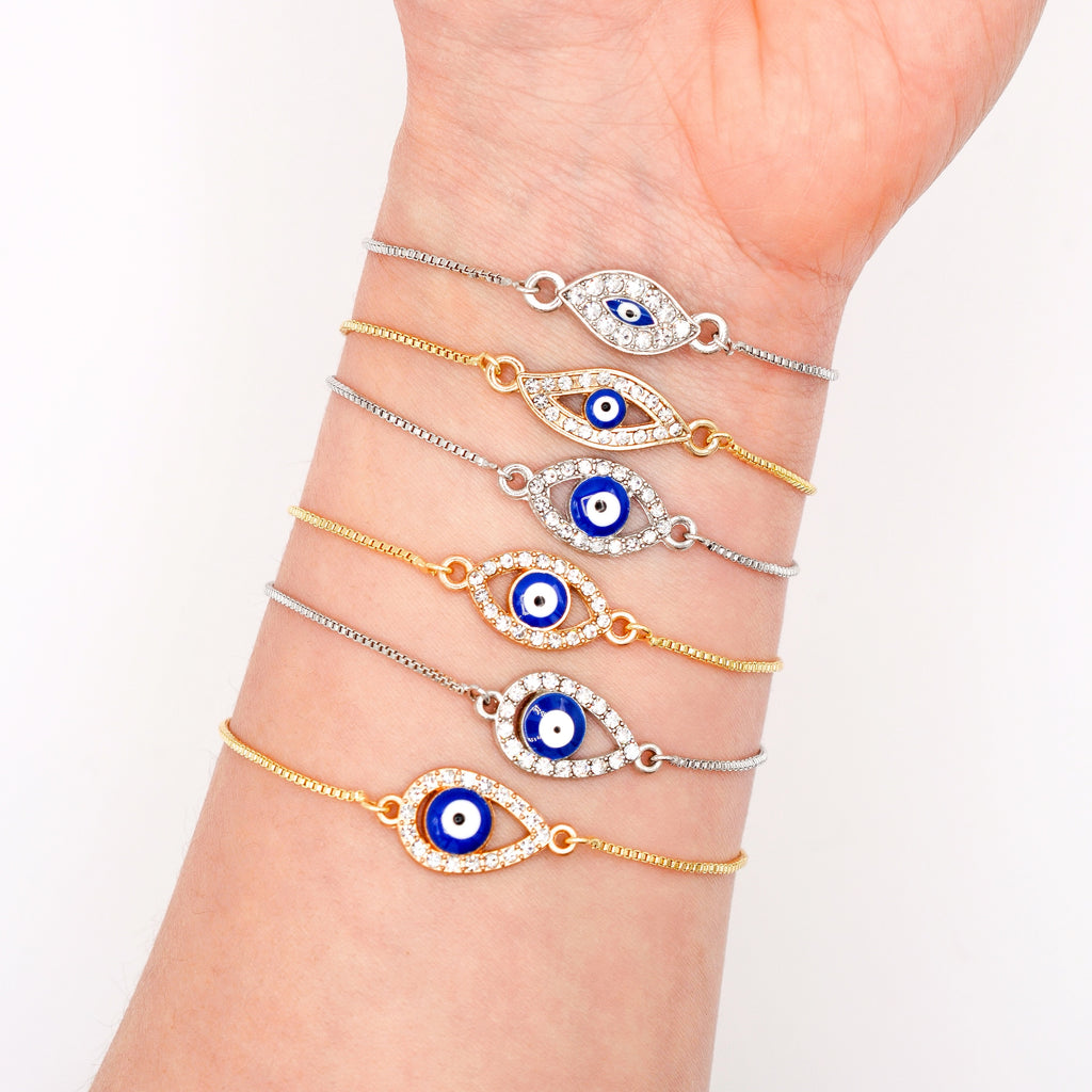 Pave Evil Eye Slider Bracelet