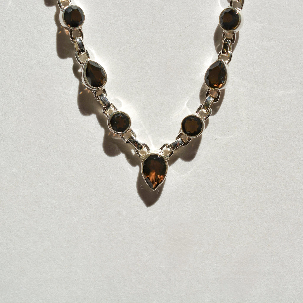 Luminous Stations Necklace – Smoky Quartz (Pear & Round)