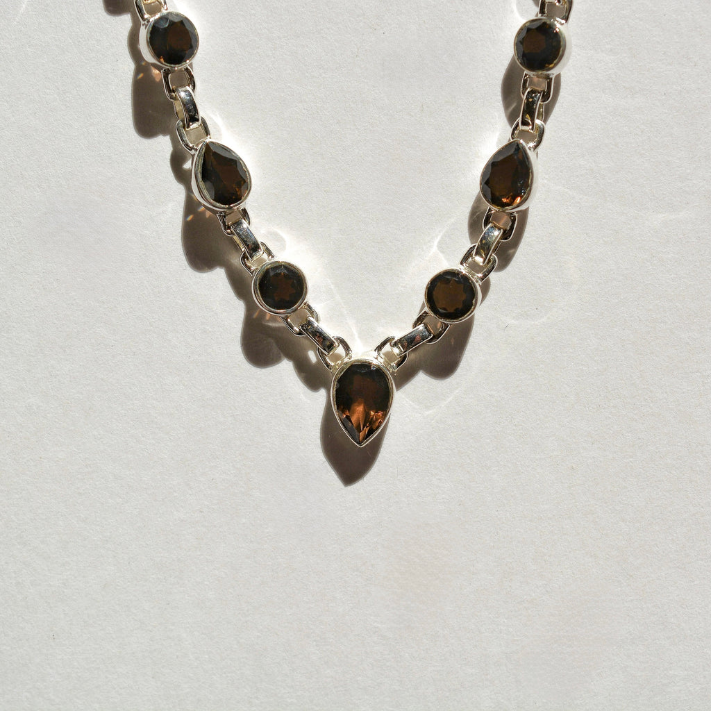 Luminous Stations Necklace - Smoky Quartz (Pear & Round)