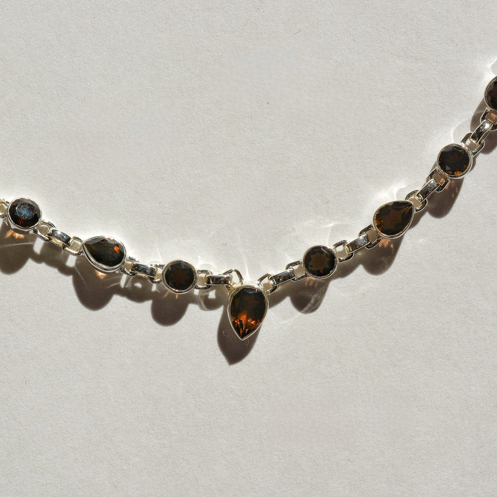 Luminous Stations Necklace – Smoky Quartz (Pear & Round)