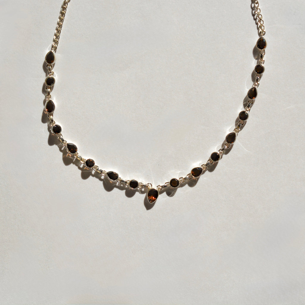 Luminous Stations Necklace - Smoky Quartz (Pear & Round)