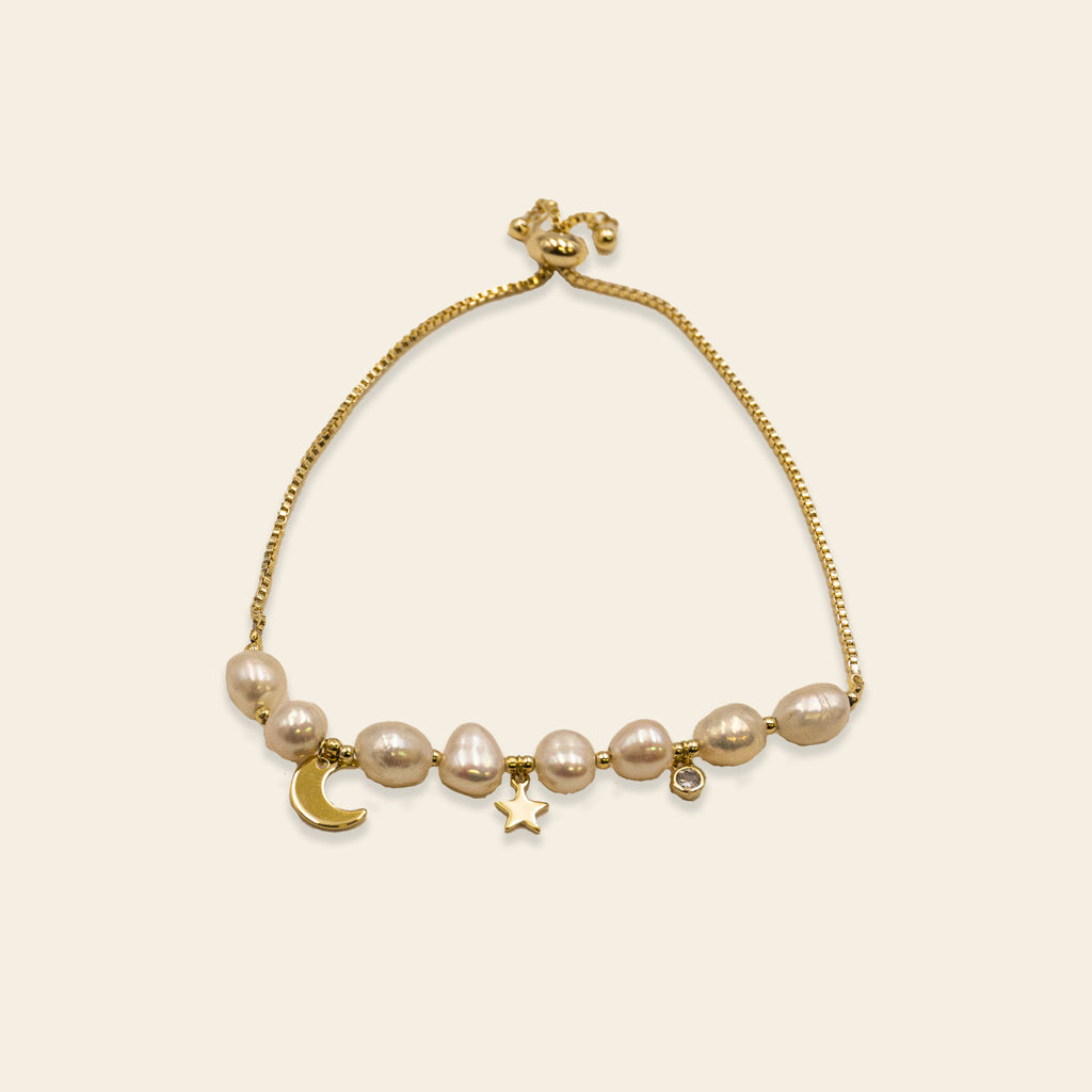 Adjustable Pearlheart Bracelet - Gold