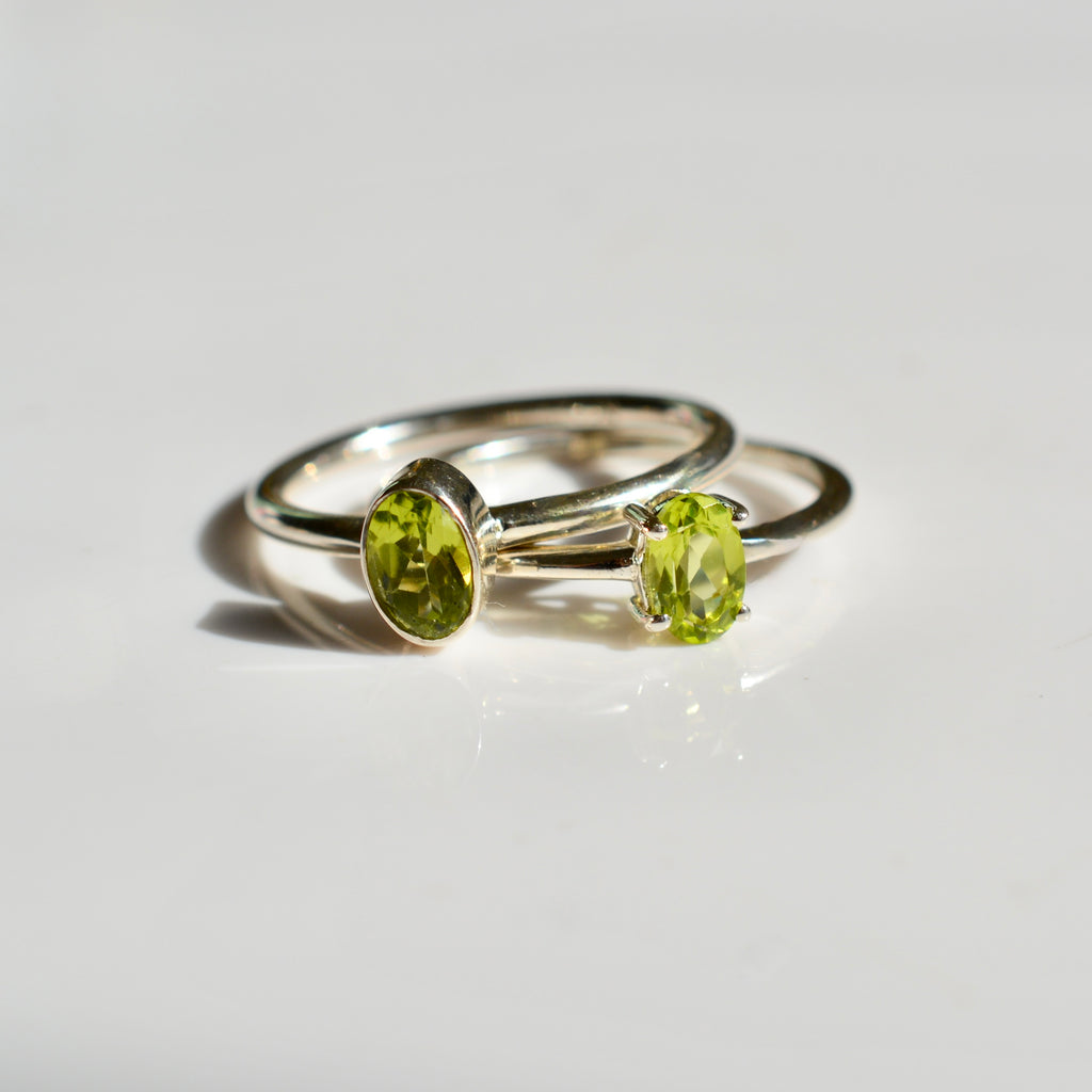 Faceted Peridot Ring