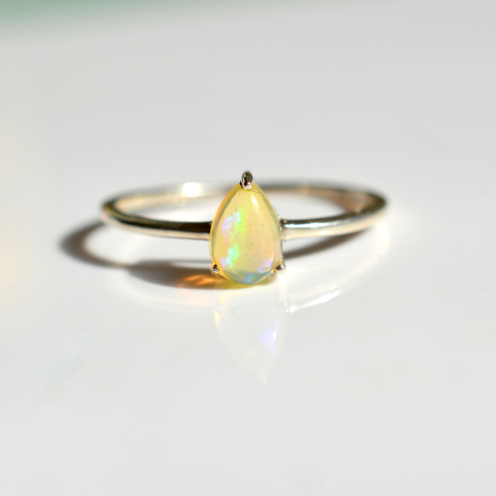 Polished Ethiopian Opal Stackable Ring