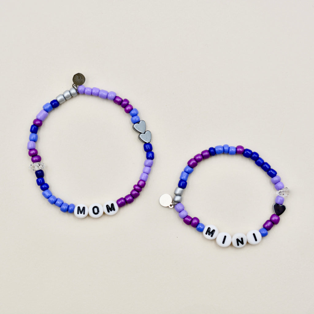 Heart to Heart Beaded Bracelets - Purple