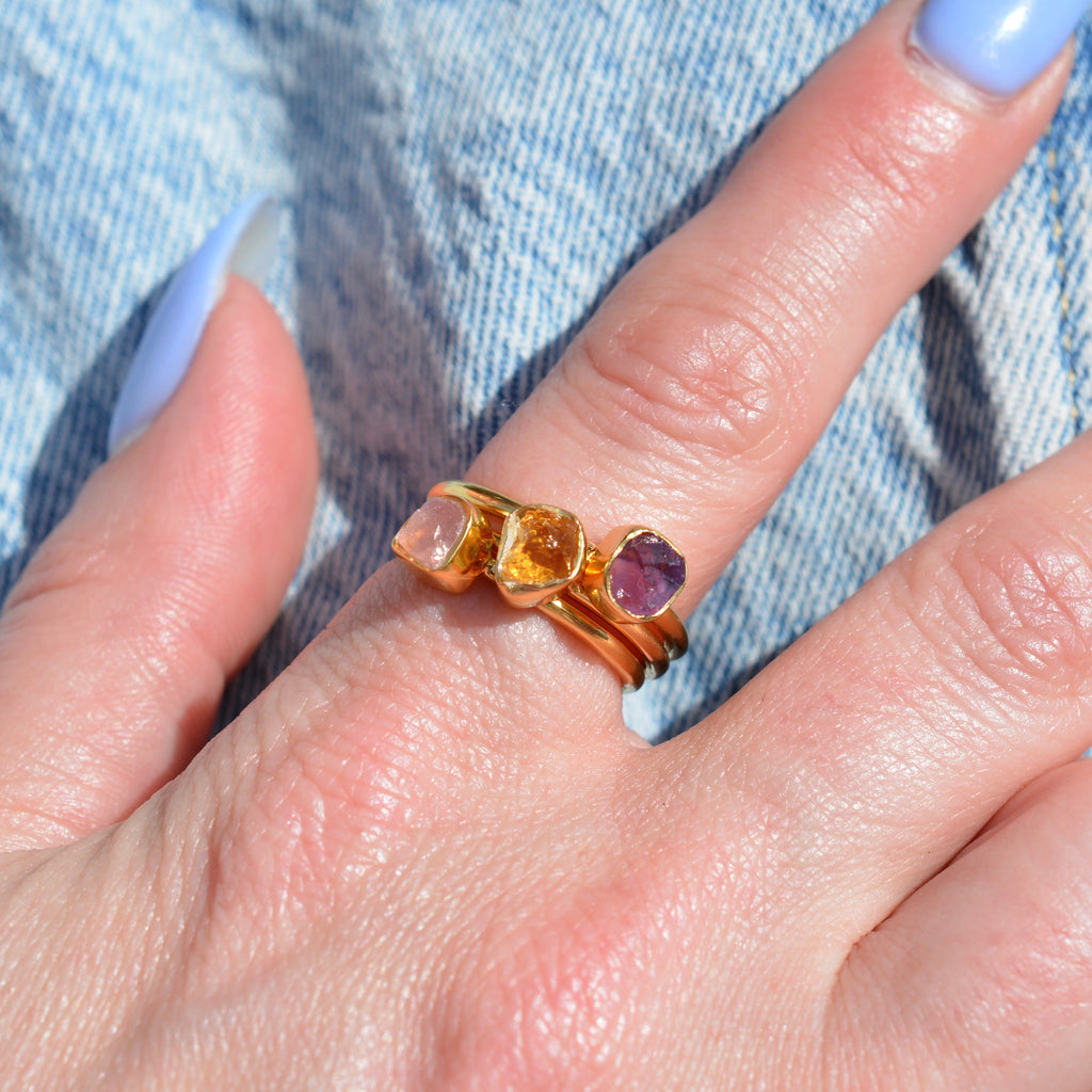 Gold Vermeil Bezel Set Rough Amethyst Ring