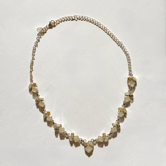 Luminous Stations Necklace - Rainbow Moonstone and Labradorite