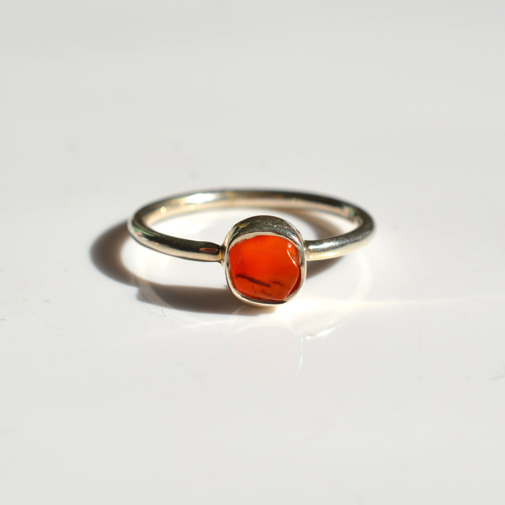 Bezel Set Rough Cut Carnelian Ring