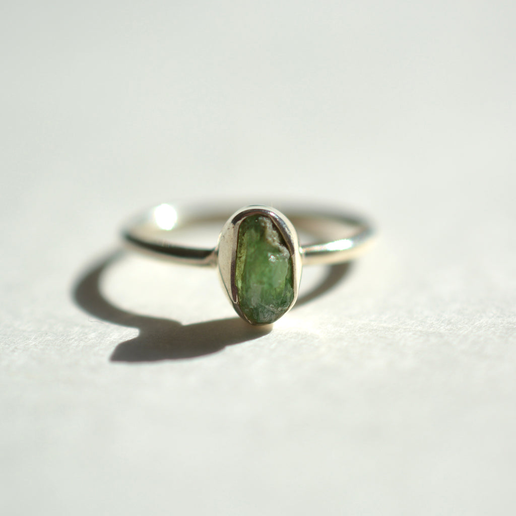 Bezel Set Rough Emerald Ring