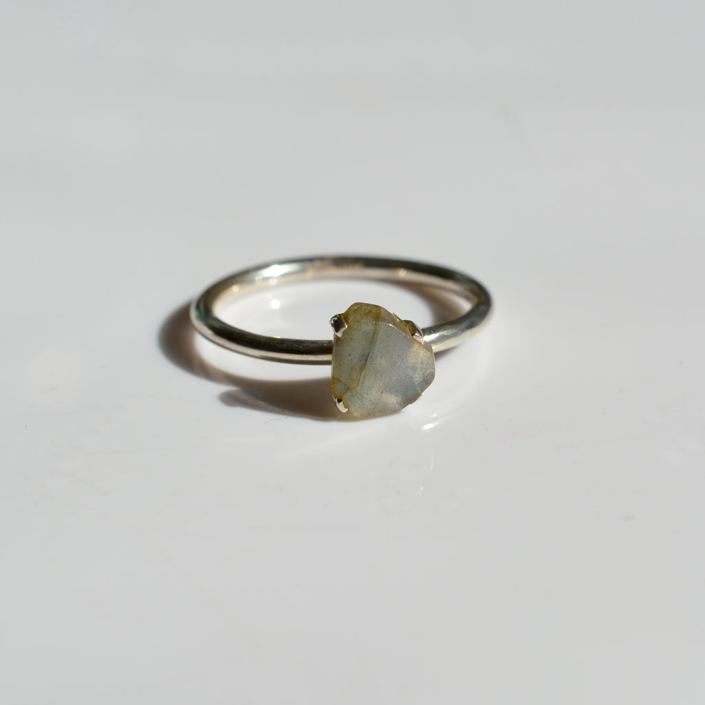 Rough Cut Labradorite Ring