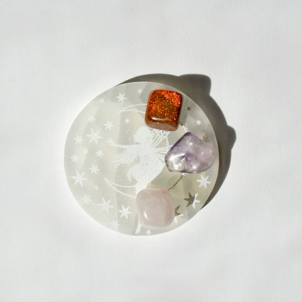Round Fairy Selenite Charging Plate
